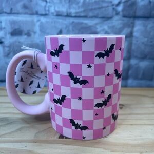 NWT Soft Touch Pink Checkered Bat Mug